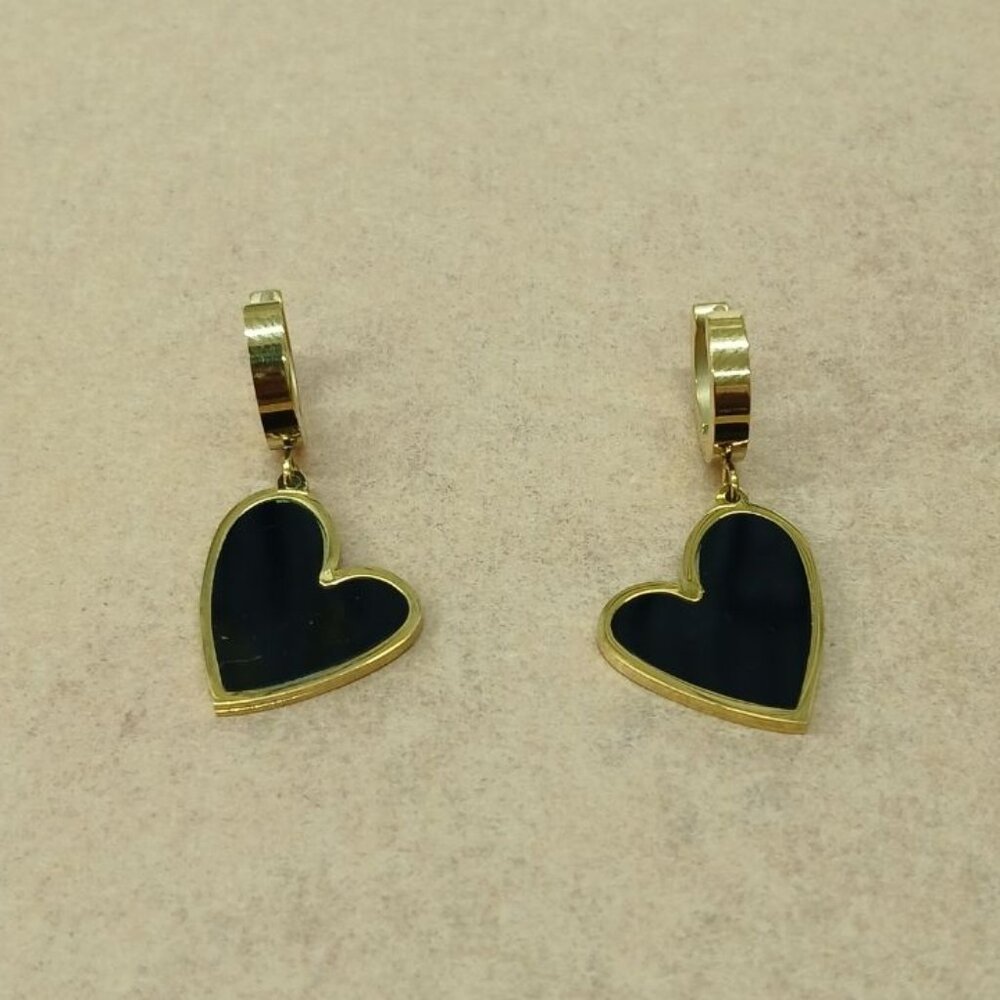 Stainless steel earrings , New with tags , Gold & Black